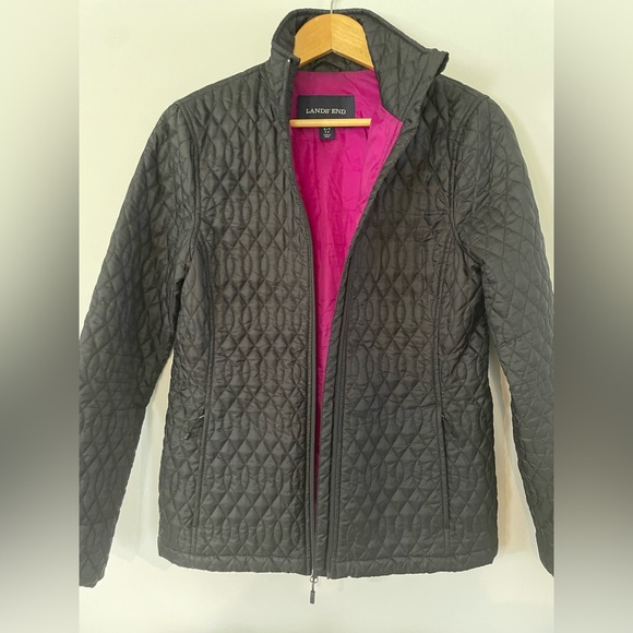 Lands End Jacket Quilted Primaloft Black Full Zip. Size small - Picture 2 of 6